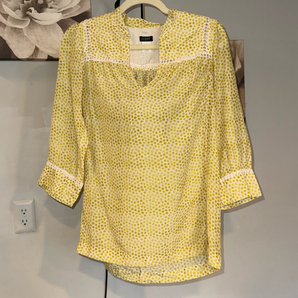 J Crew Spotted Blouse Size 2